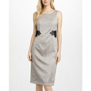 NWT Evan-Picone Black Label November Champagne Dress Silver Size 6